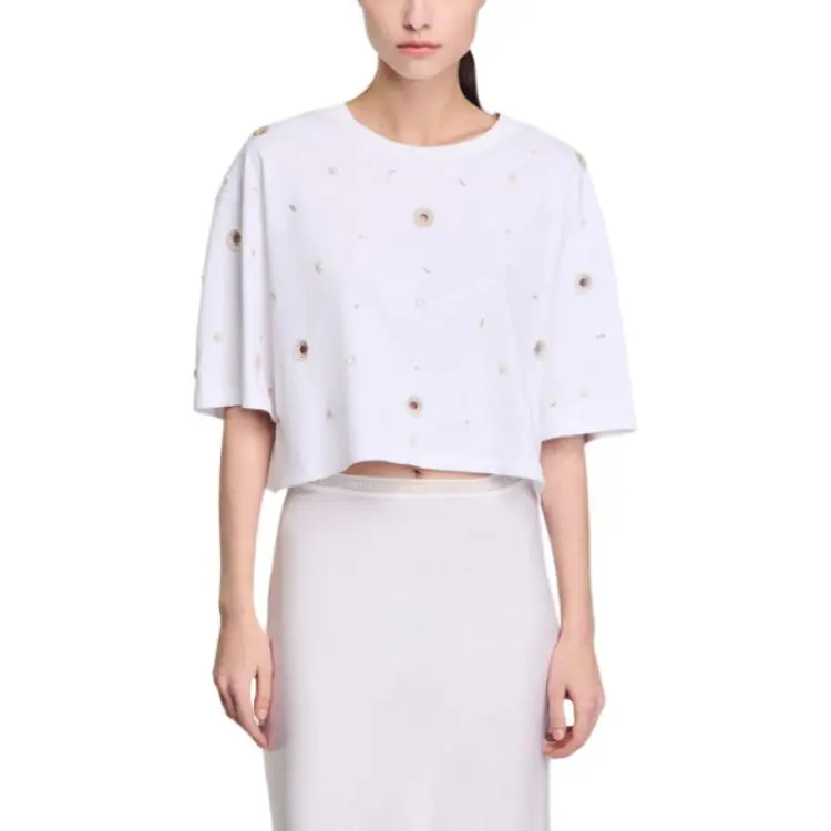 Sandro Pearl detail T shirt-1