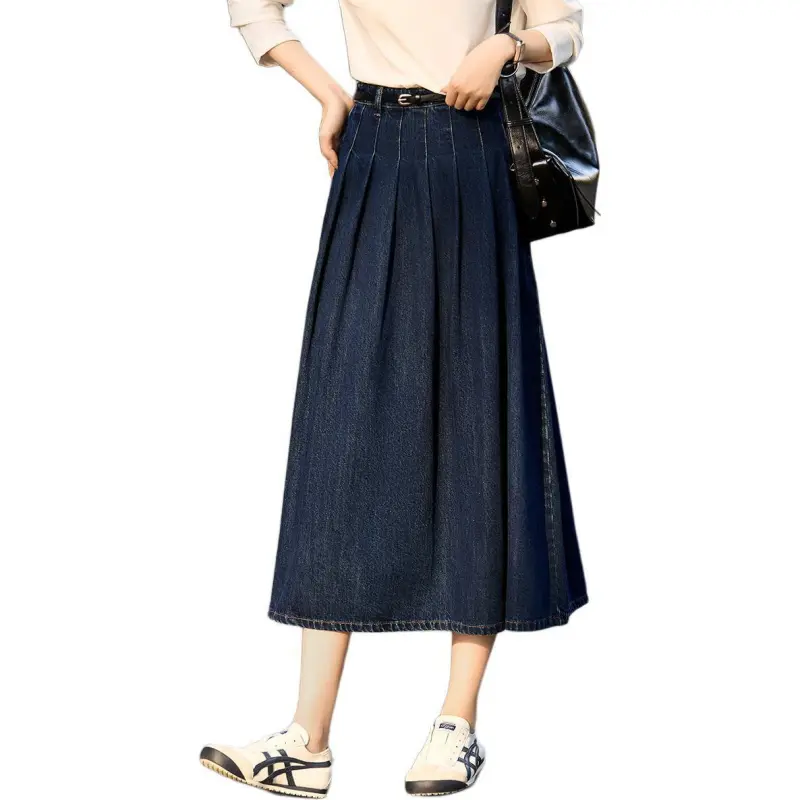 Mo Han Yi Mei Denim Long Skirt Women's Dark Blue-5