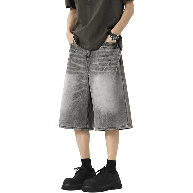 DARK HORSE Denim Shorts Unisex Smoke Gray-4