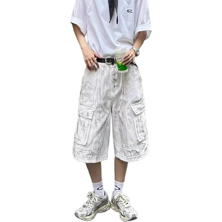 Weles Denim Shorts Unisex White-1