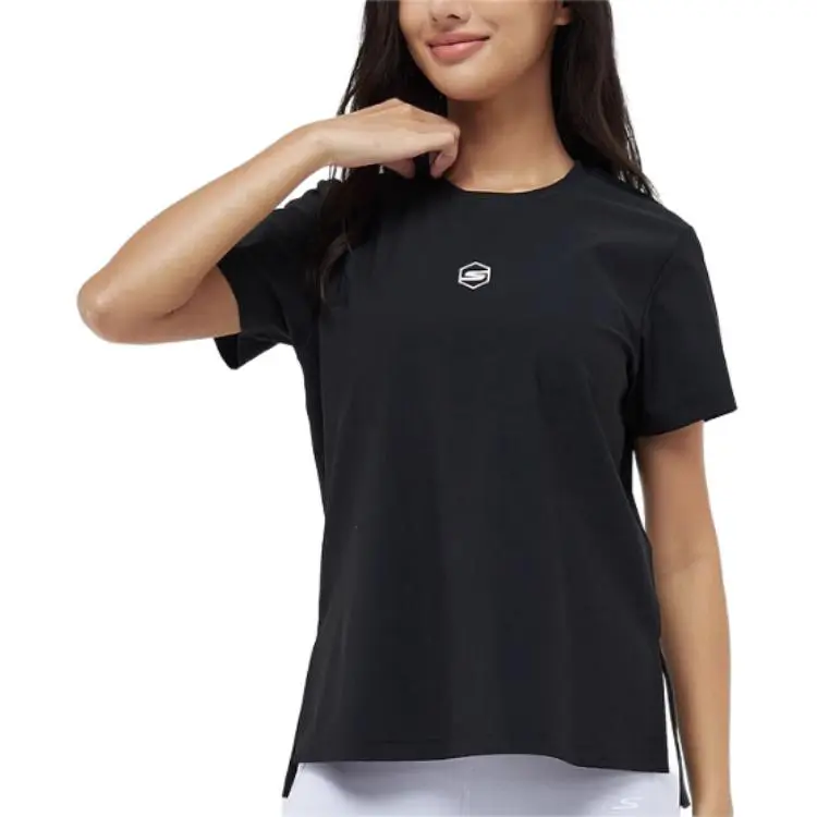 Skechers Sports Lifestyle Sports Casual Regular T Shirt Women's Carbon Black-1
