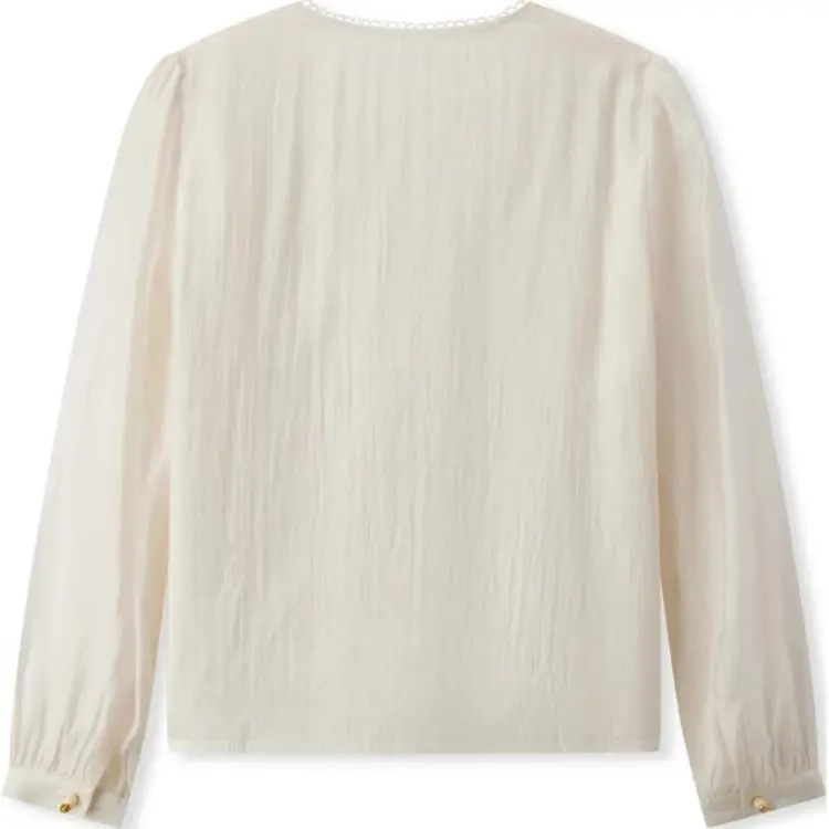 EICHITOO Chiffon Shirts Women's Ecru-1