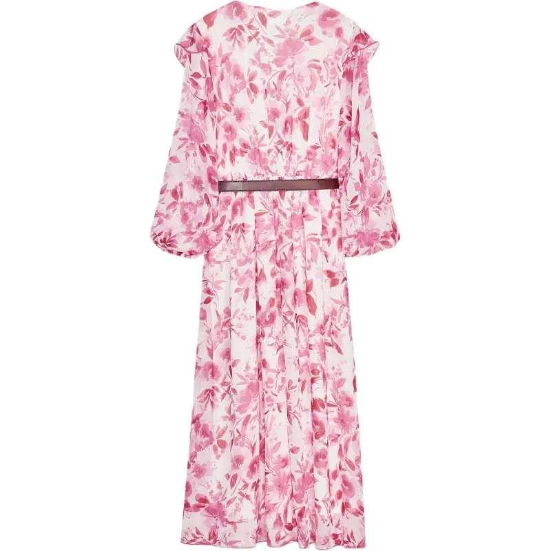 ZARA Long Sleeved Dress Women's Pink/White-1