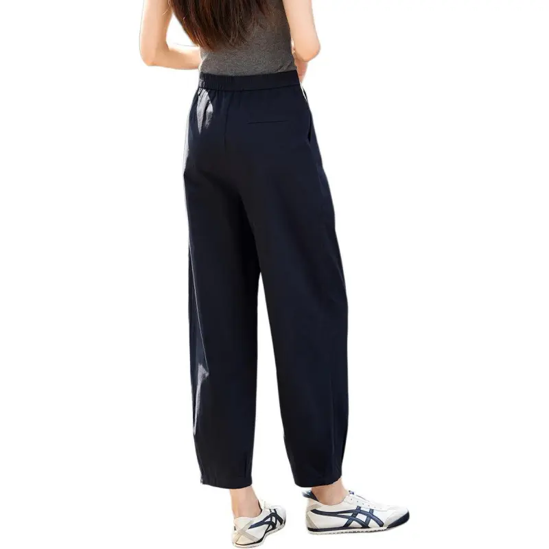 Mo Han Yi Mei Casual Pants Women's Navy Blue-1