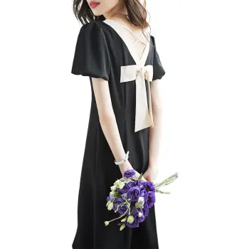Mo Han Yi Mei Short Sleeved Dress Women's Black