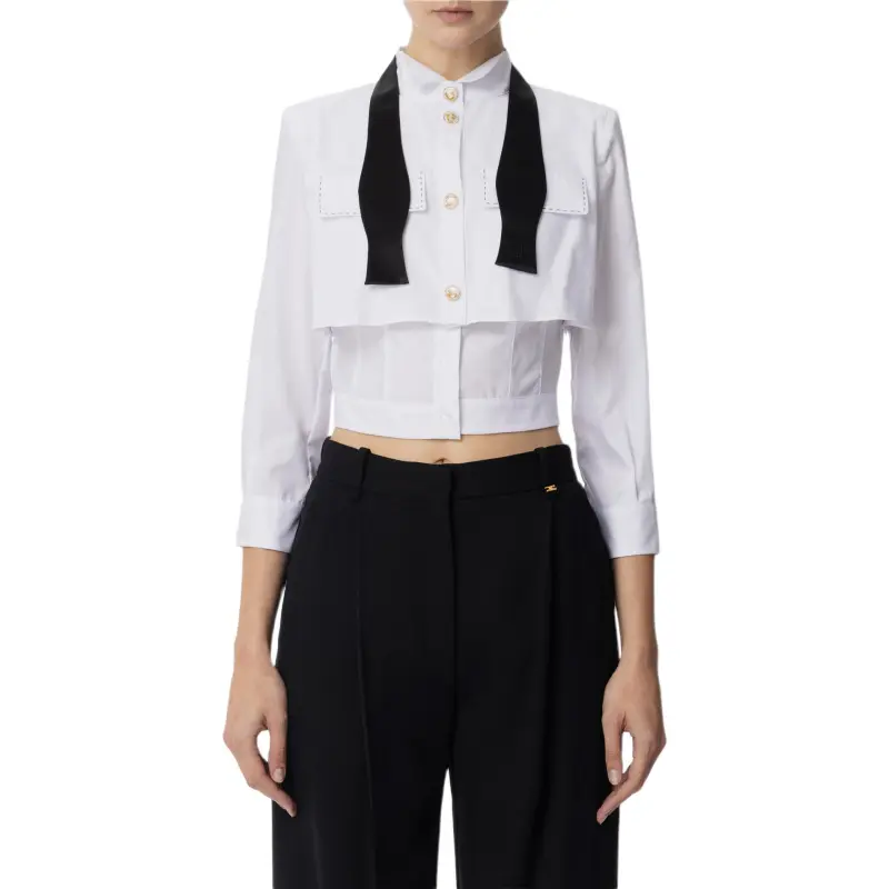 Elisabetta Franchi Bow Tie Poplin Shirt-1