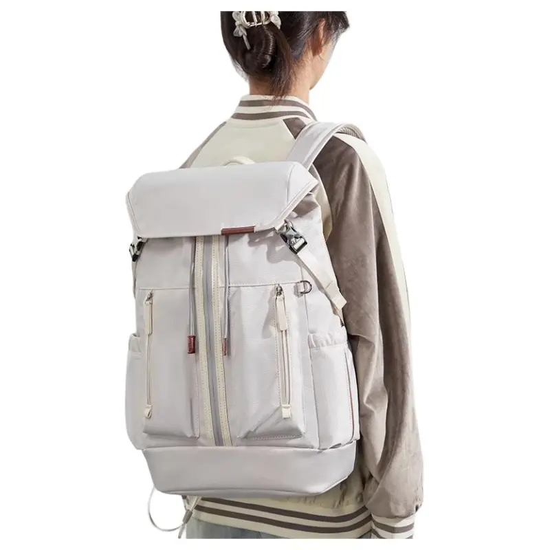 VIHUS Nylon Laptop Bag Backpack Unisex Ecru-2