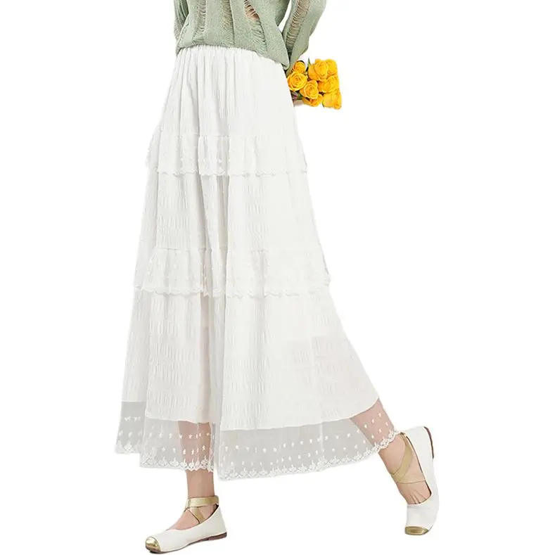 La Chapelle Casual Long Skirt Women's White-2