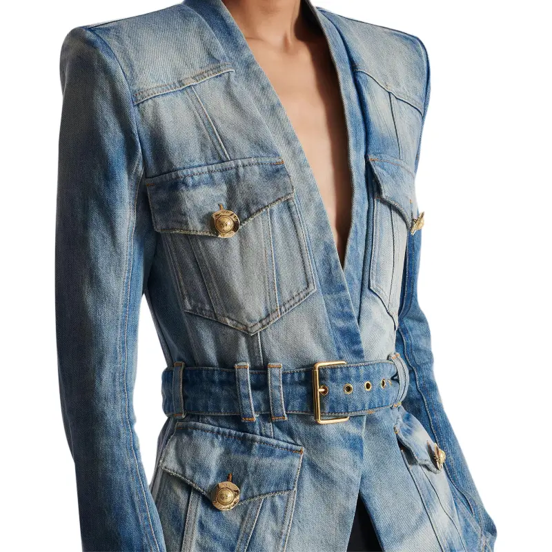 BALMAIN Denim Jacket Women's Blue-6