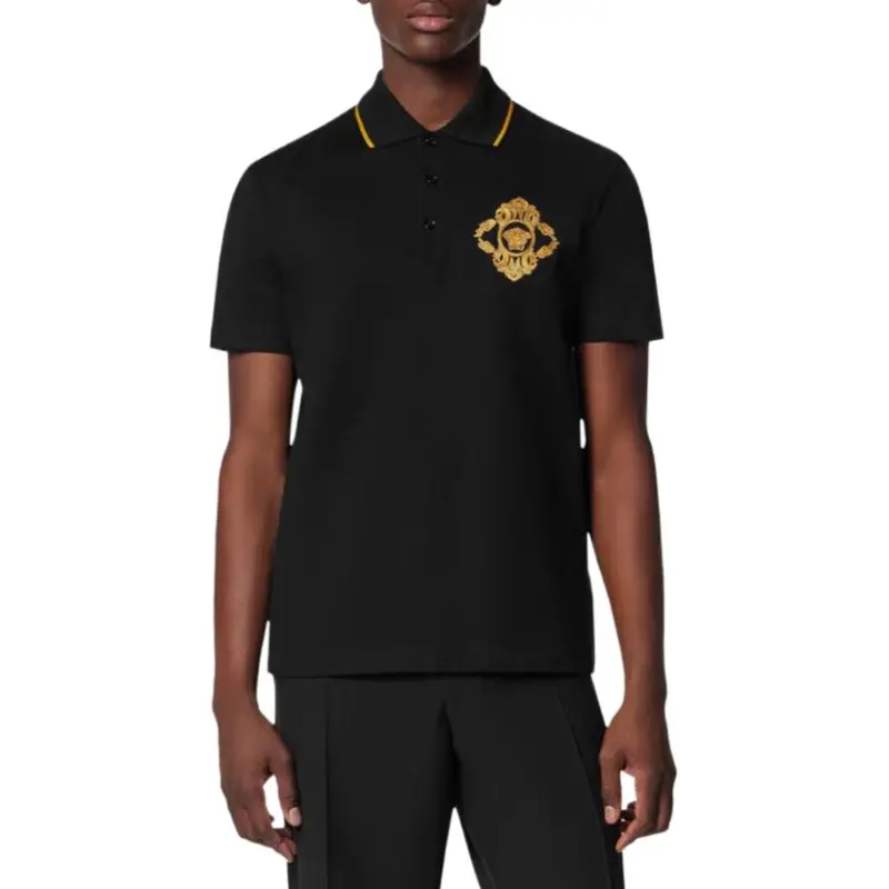 VERSACE Architectural Baroque embroidered Polo Shirt-1