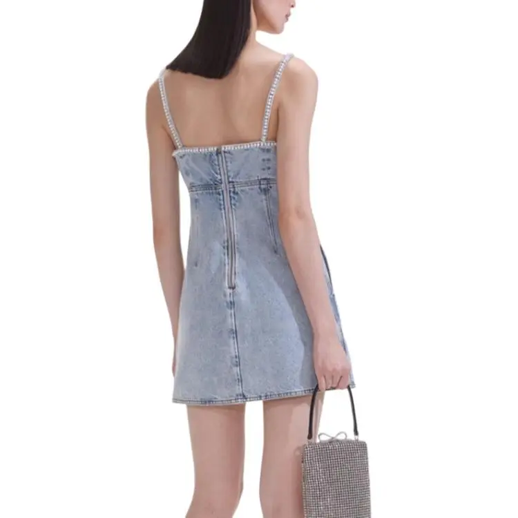 Self portrait Slip Dress Women's Light Denim Blue-2