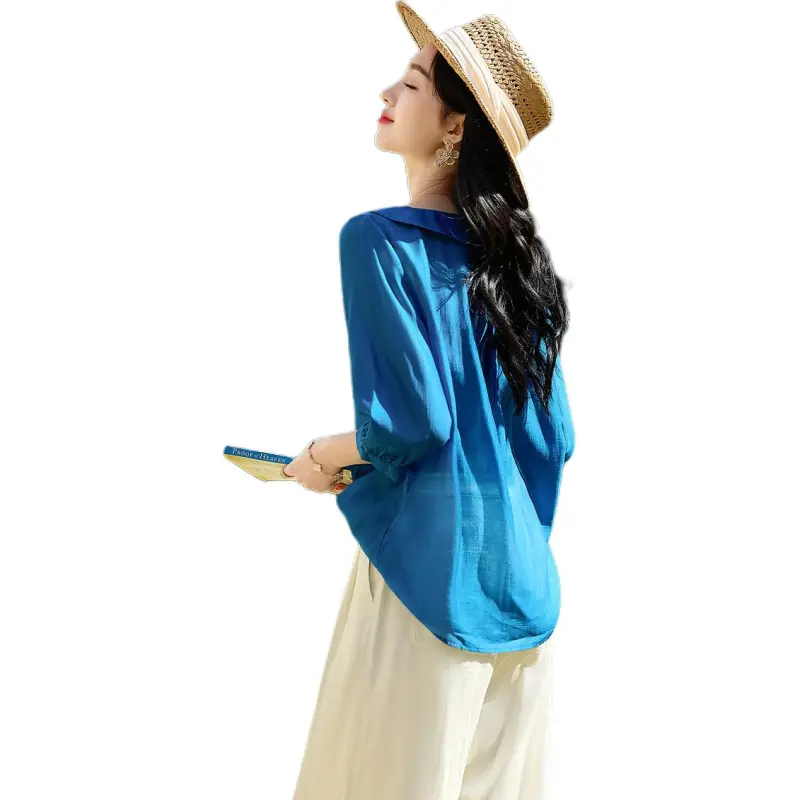 【dme】 Shirt Women's Peacock Blue-0