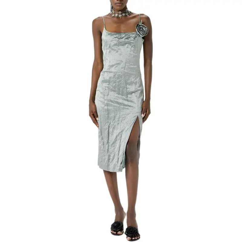 Blumarine Crinkled Satin Midi Dress-1