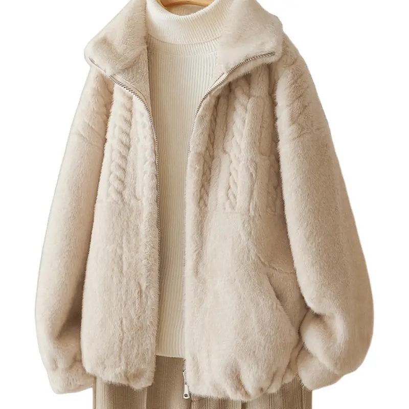 IHIMI Velvet feel Coat Women's Beige-1