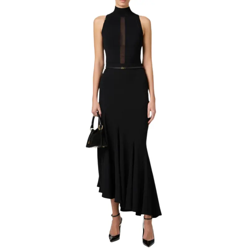 Elisabetta Franchi Asymmetric Crepe Midi Skirt-1