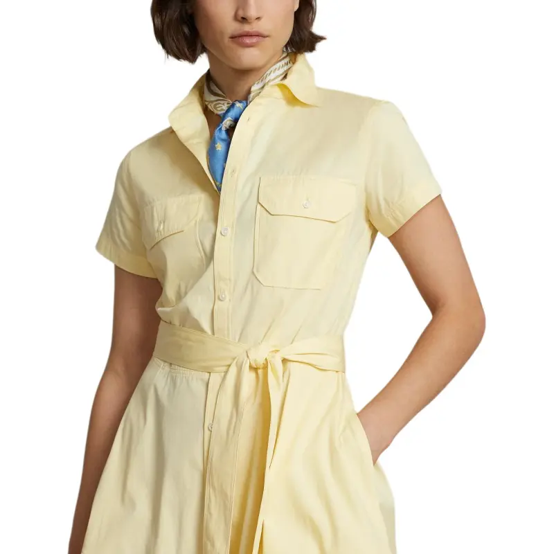 Polo Ralph Lauren Short Sleeved Dress Women's Cream Yellow-3