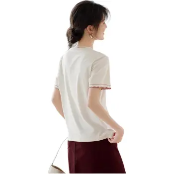 XWI T Shirt Women's Apricot With Red Accents