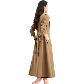Mylan Spring, Fall Trench Coat Cinched Waist Women's Khaki