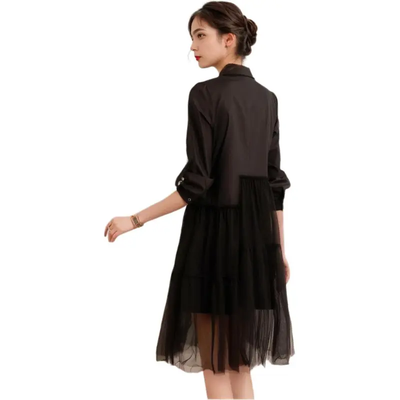 DOSOHEB Long-Sleeved Dresses Women's Black-0