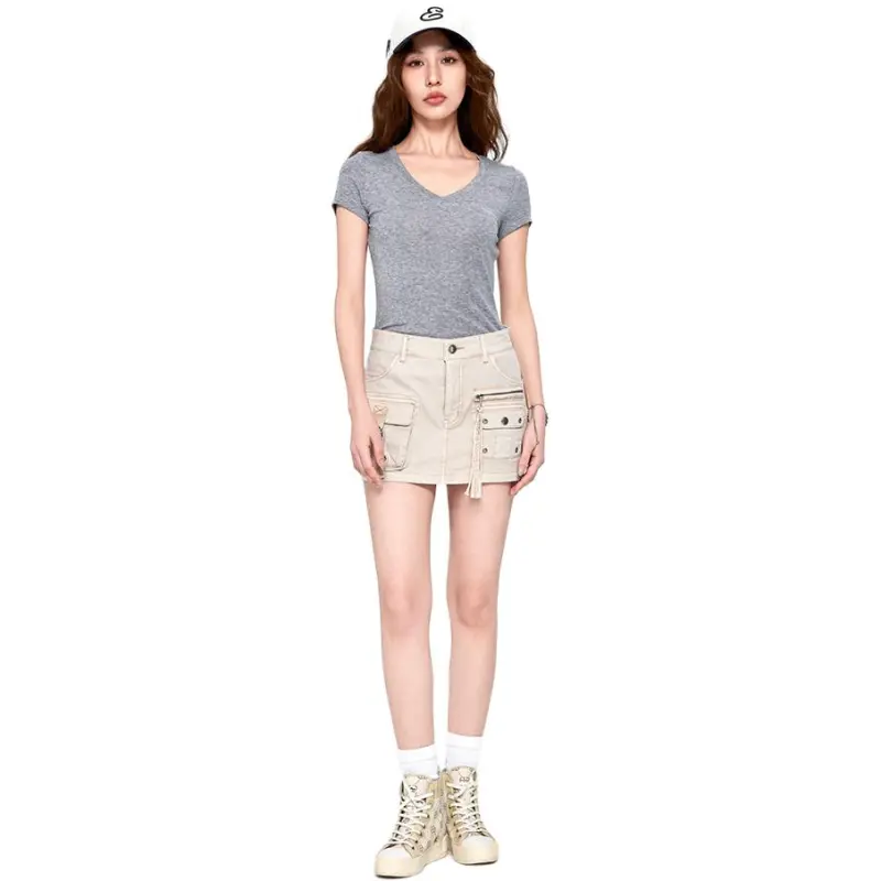 Ed Hardy Cargo Short Skirts Women's Light Smoke Gray-3