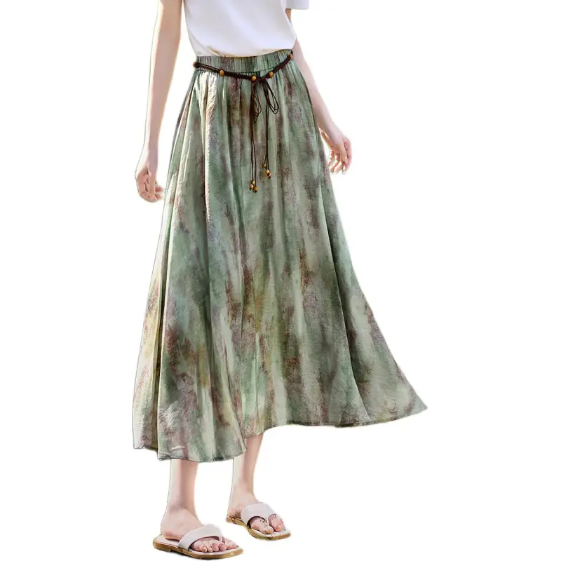 XWI Casual Long Skirts Women's Green-4