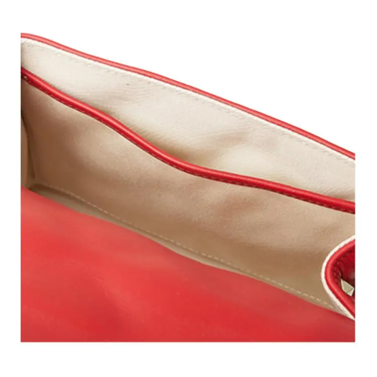 Valentino Lambskin Shoulder Bag Small Size Women's Red-4