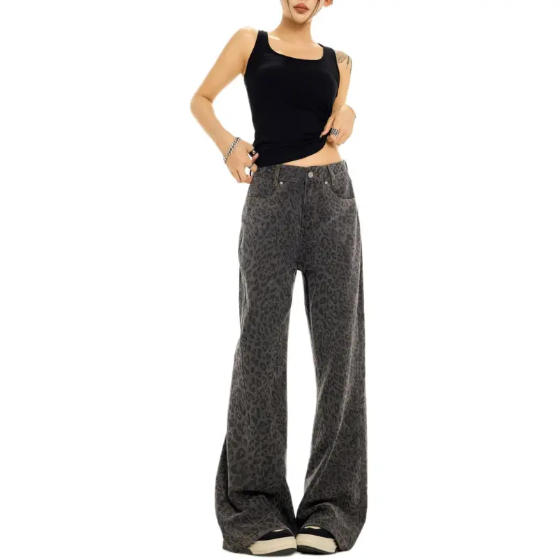 ZAVK Jeans Women's Leopard Print-2