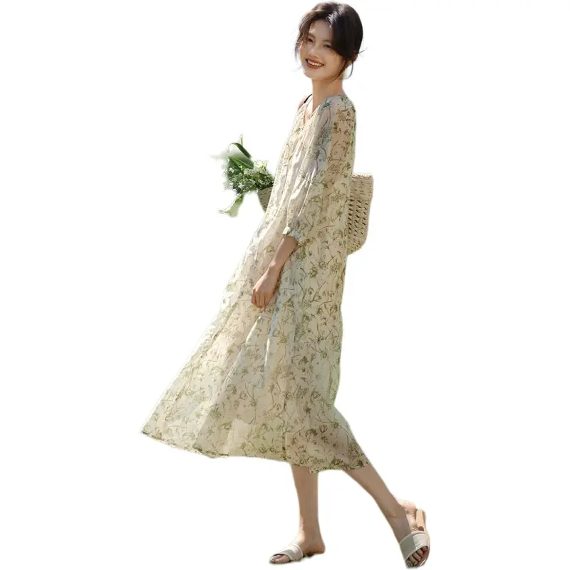 XWI SS24 Long Sleeved Dress Women's Green-1