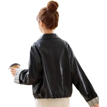 Yi Mengyuan Leather Jackets Coats Women's Black