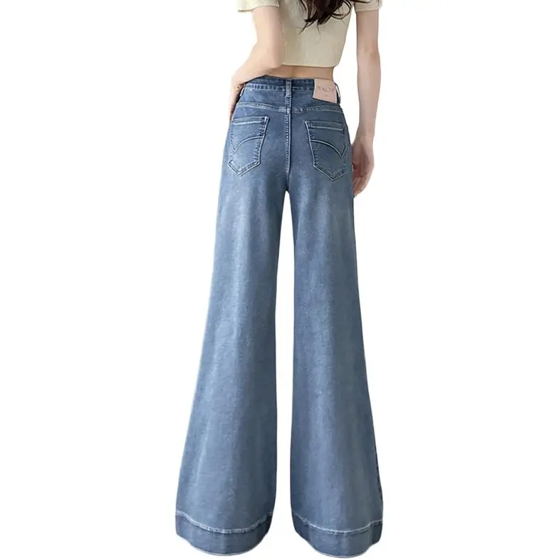 Garbege Jeans Women's Light Tide Blue Long Pants-1