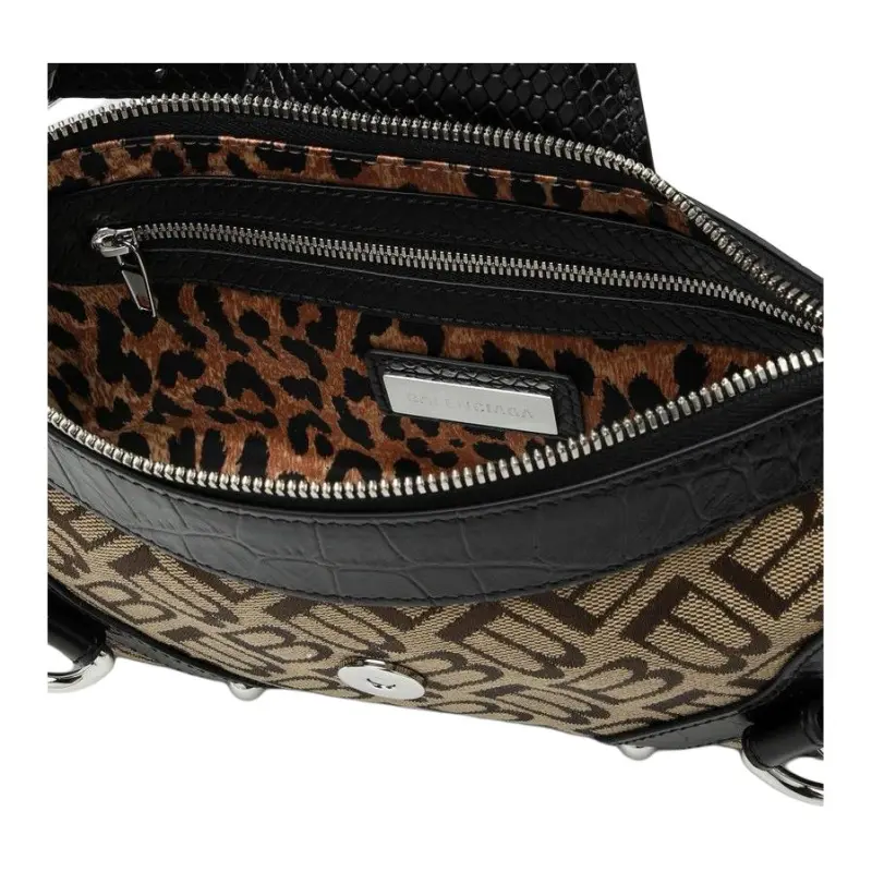 Balenciaga Esse Polyester Crossbody Bag, Shoulder Bag Trumpets Women's Khaki & Ebony Wood Color-4