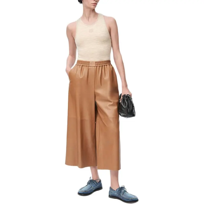 LOEWE Leather Pants Women's Brown-1