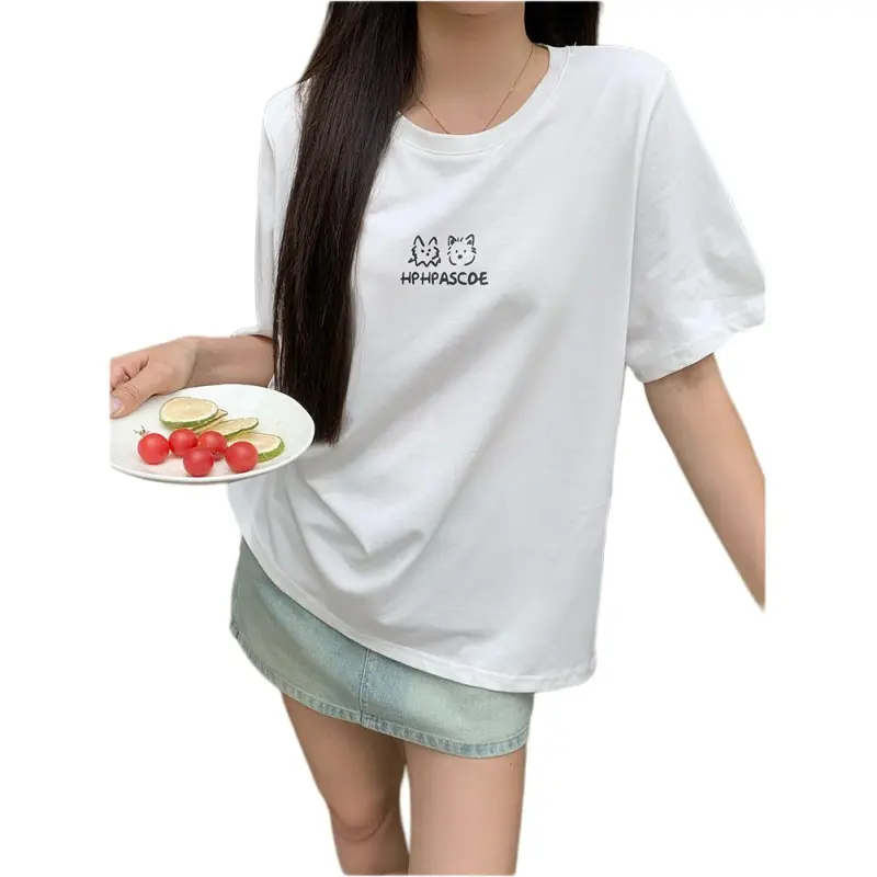 Mu Xiao Xin T Shirt Women's Front And Back Print White-5