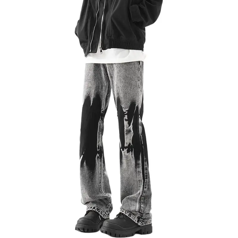 HOKLV Jeans Unisex Black Gray-5