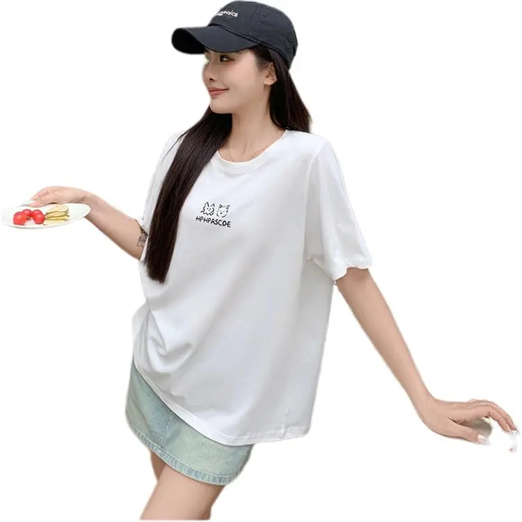 Mu Xiao Xin T Shirt Women's Front And Back Print White-6