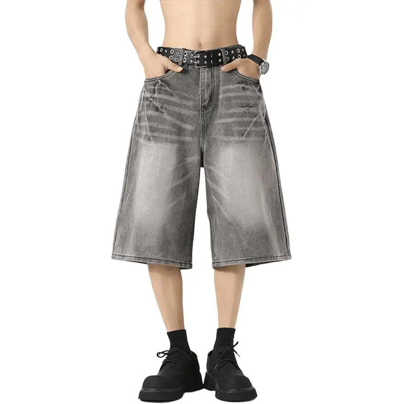 DARK HORSE Denim Shorts Unisex Smoke Gray-5
