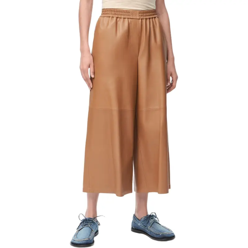 LOEWE Leather Pants Women's Brown-2