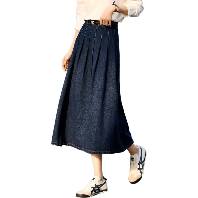 Mo Han Yi Mei Denim Long Skirt Women's Dark Blue-6