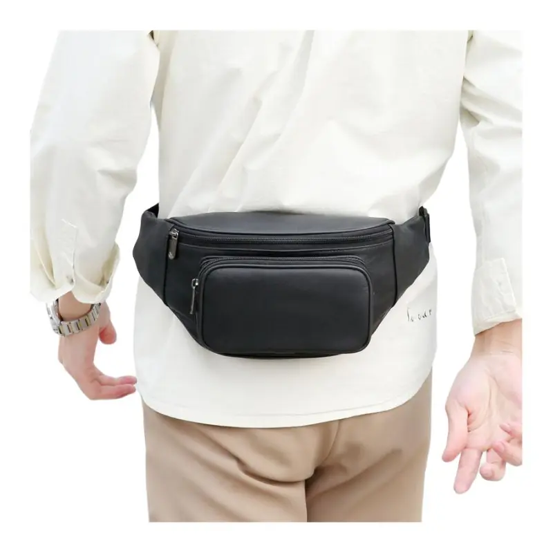VIHUS Cow Leather Sling Bag Men's Black/Brown-4