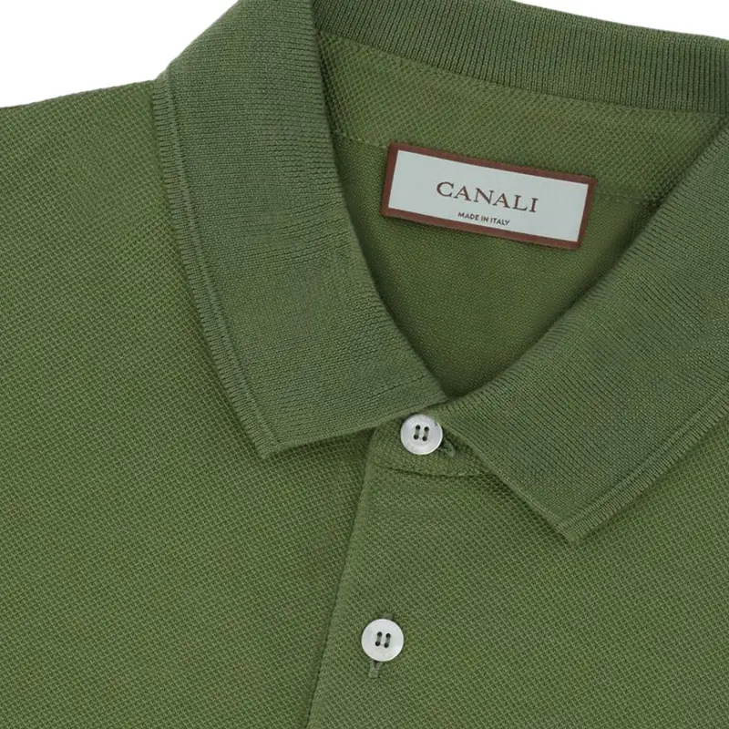 CANALI Polo Shirt Men's Olive Green-3