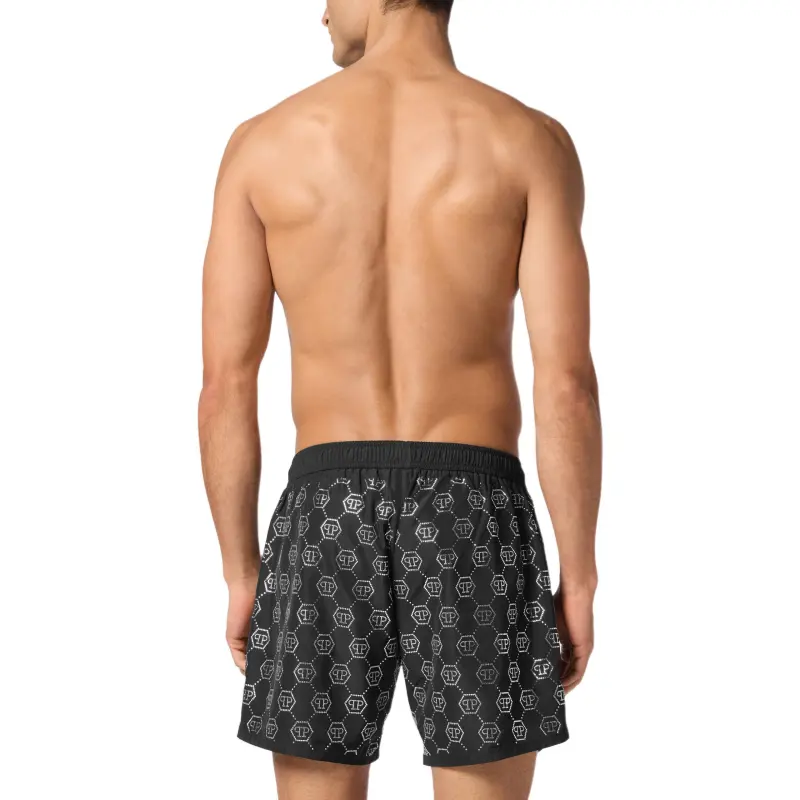 PHILIPP PLEIN Crystal monogram Swim Shorts-2