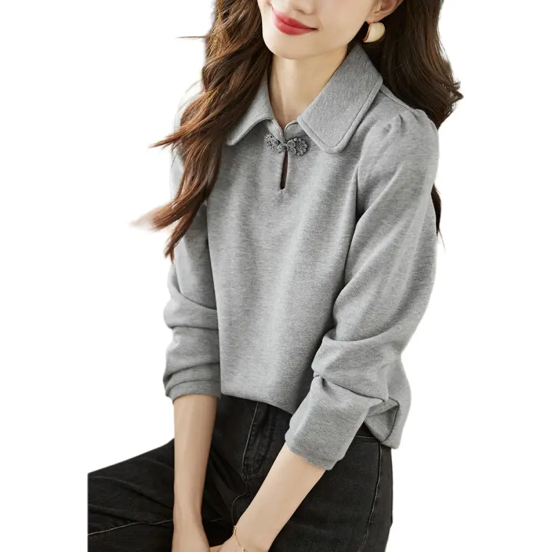 Mo Han Yi Mei Regular T Shirt Women's Gray-3