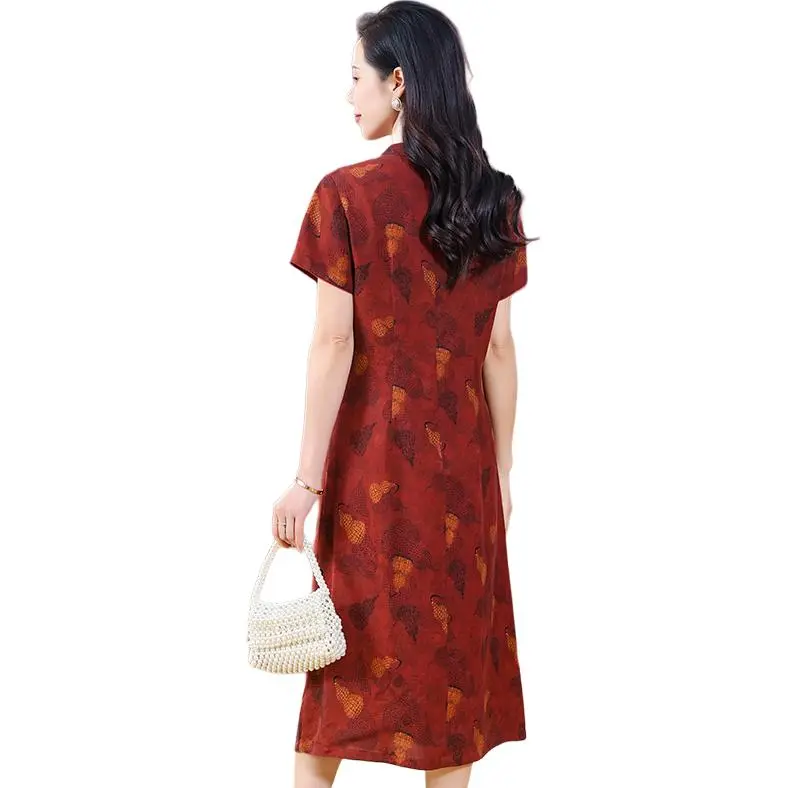 Yi Mengyuan Silk Short Sleeved Dress Women's-3