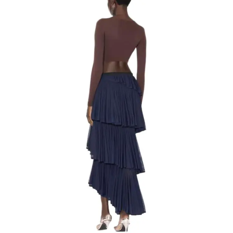 Alaia Casual Long Skirt Women's Blue-3