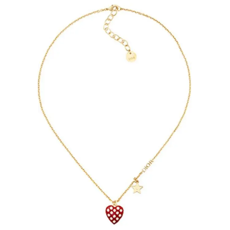 DIOR Metal Necklaces Women's Gold/Red-1
