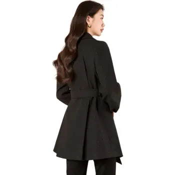 Mylan Spring Fall Coats Cinched Waist Women's Black