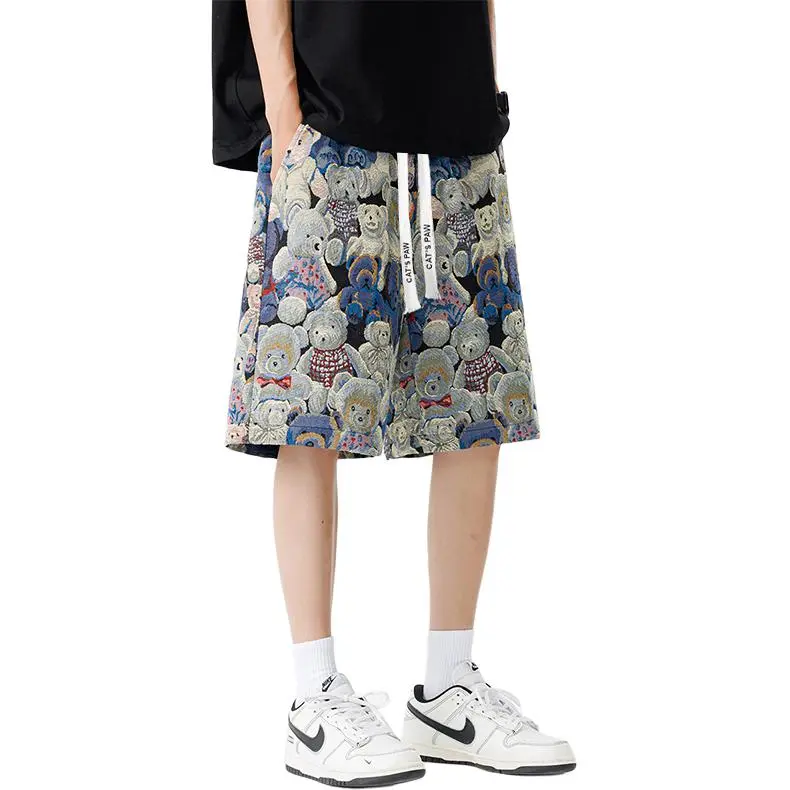 CAT'S PAW Casual Shorts Unisex Blue Bear-1