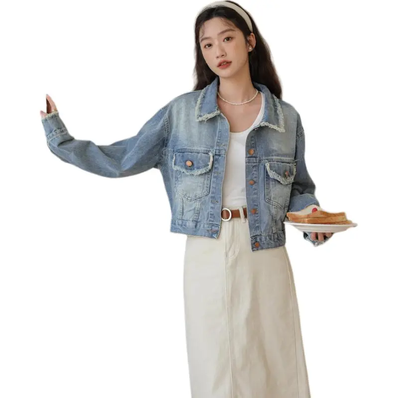 Mu Xiao Xin Denim Jacket Women's Blue-3
