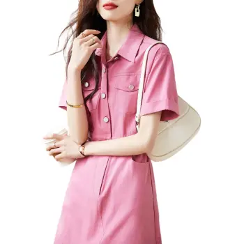 Mo Han Yi Mei Short Sleeved Dress Women's Fuchsia