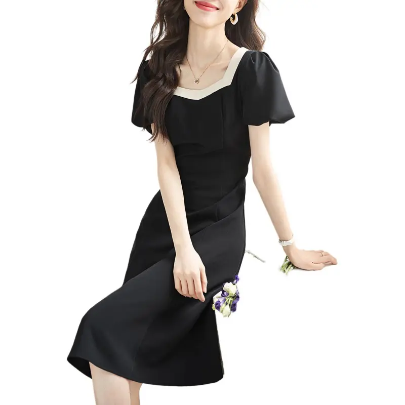 Mo Han Yi Mei Short Sleeved Dress Women's Black-1